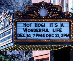 matinee sign outside theatre advertising It's a Wonderful Life