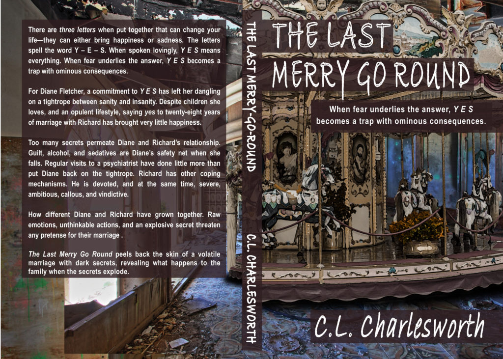 Book front and back cover Art for The Last Merry Go Round written by c.l. charlesworth due out end of November 2019