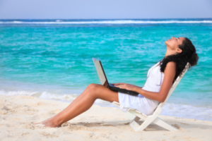 a need to rejuvenate before writing again-woman on beach