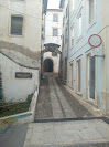Narrow road between buildings in Portugal