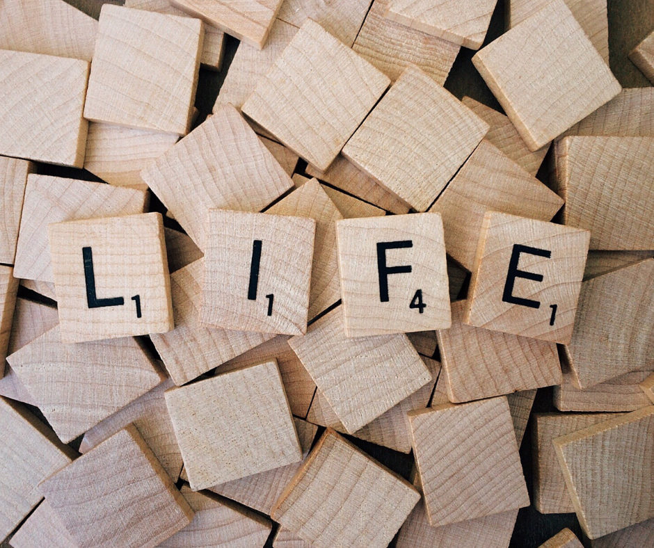 Scrabble image depicting the word LIFE spelled out