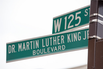 The Fall of the Giant, street sign with Dr. Martin Luther King Jr on it
